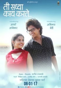Ti Saddhya Kay Kartey Marathi Movie Poster Arya Ambekar and Abhinay Berde
